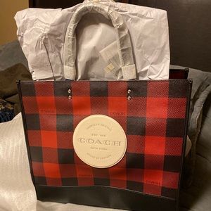 Coach red Buffalo plaid demsy